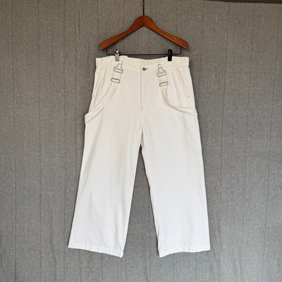 Gap White Ecru High Waist Wide-Leg Suspender Jeans With Washwell Size 16 Short - Picture 4 of 17
